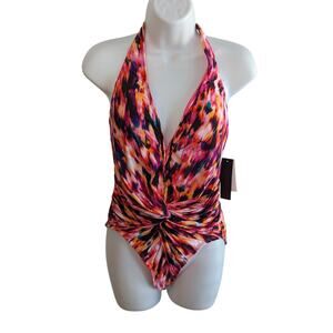 NWT Kenneth Cole New York Fun Colorful One-Piece Swimsuit Sz Lg
